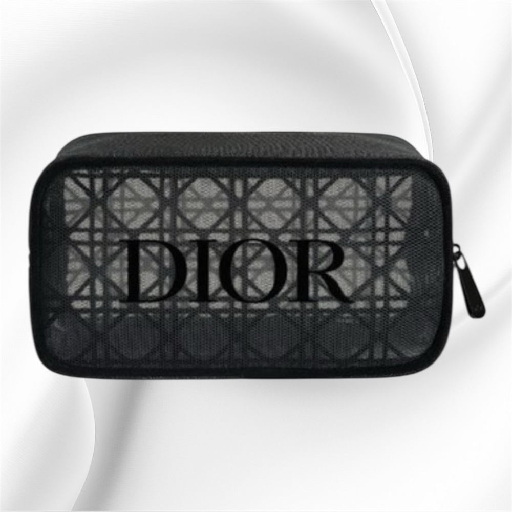Dior Black Mesh Logo Cosmetic Pouch
